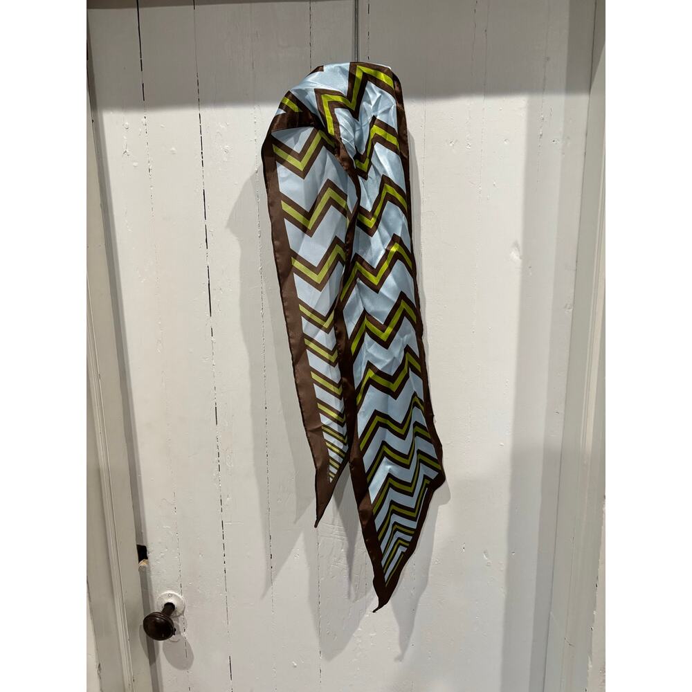 Silky Chevron Striped Ascot Scarf
